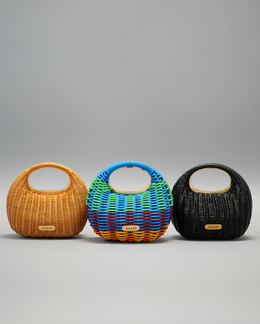 SACAI-Rattan Round Bag-MULTI color