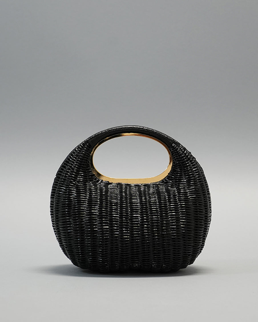 Rattan Round Bag Black