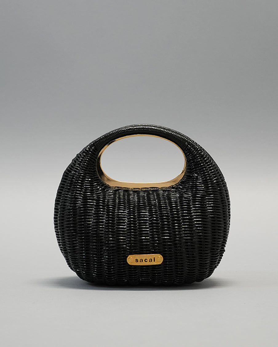 Rattan Round Bag Black
